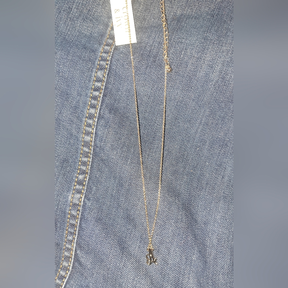 NWT Crown & Ivy: Goldtone "A" Initial Necklace